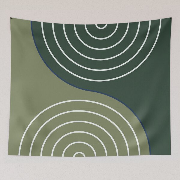 Item preview, Midcentury Modern Rainbow Lines Pattern 1.2 in Sage Pine Green designed and sold by nineFlorals.