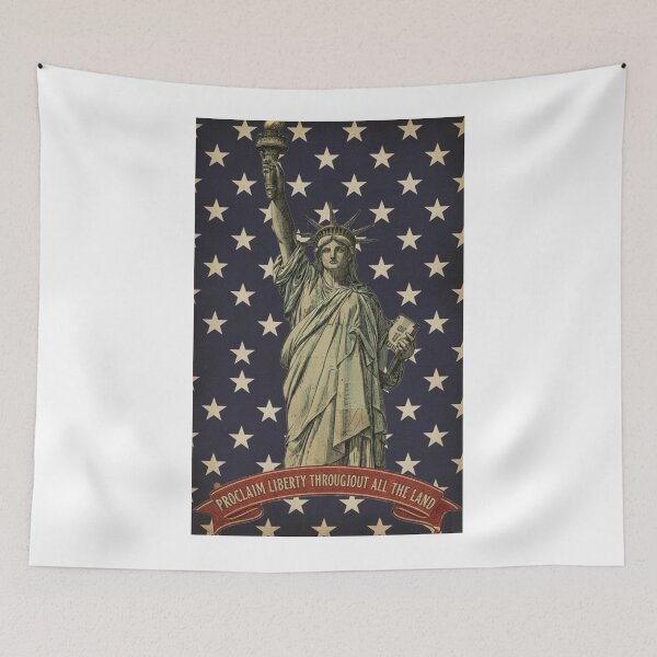 Item preview, Statue of Liberty, American flag, patriotism, vintage poster designed and sold by Klamat1984.
