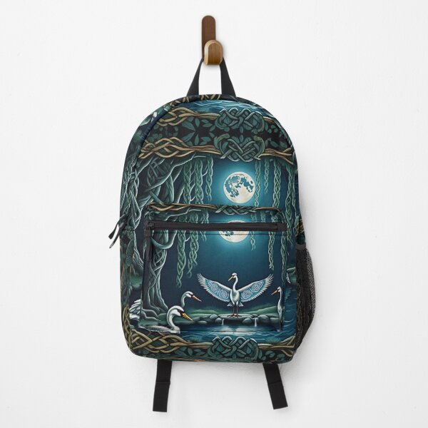 Item preview, Swans under moonlight Beautiful nature druidic green man forest atmospheric fresco after William Morris art designed and sold by Vintage Designs +.