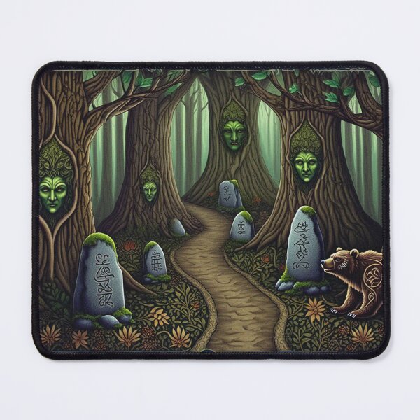 Item preview, Faces in the trees Beautiful nature druidic green man forest atmospheric fresco after William Morris art designed and sold by Vintage Designs +.