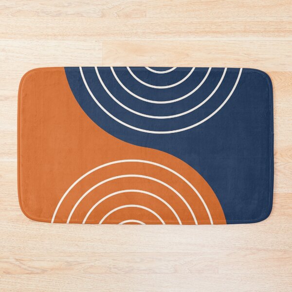 Item preview, Midcentury Modern Rainbow Lines Pattern 1.1 in Navy Blue and Burnt Orange designed and sold by nineFlorals.