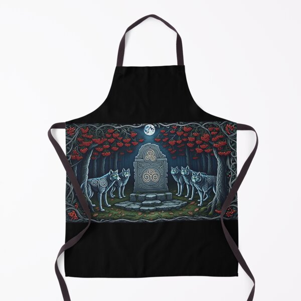 Item preview, Wolves by the Ancient Stele of runes Beautiful nature druidic green man forest atmospheric fresco after William Morris art designed and sold by Vintage Designs +.