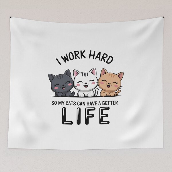 Item preview,  I Work Hard So My Cats Can Have a Better Life Cute Cat Lover Funny Kawaii Pet  designed and sold by ViktoonShirts.