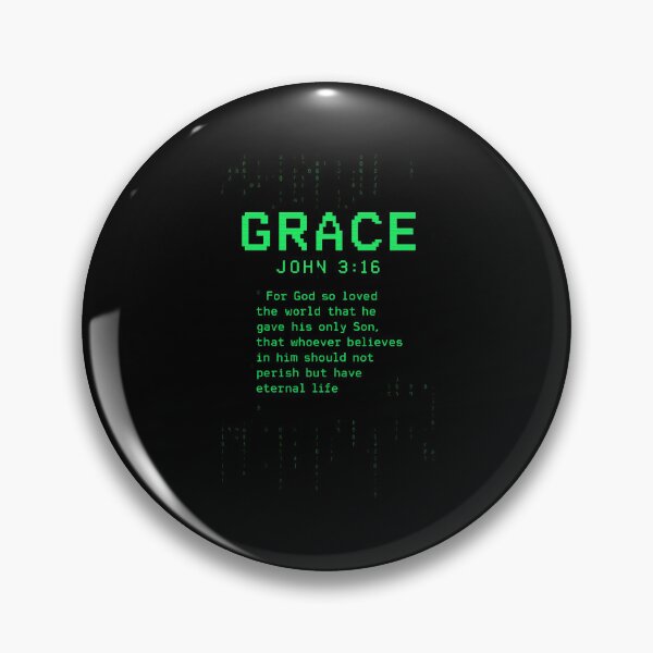 Item preview, Grace John 3:16 Matrix Bible Verse – Christian Tech Aesthetic Design designed and sold by astersgraphics.