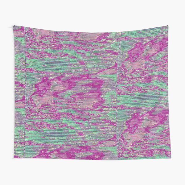 Teal and Pink Sky Glitch Art Tapestry