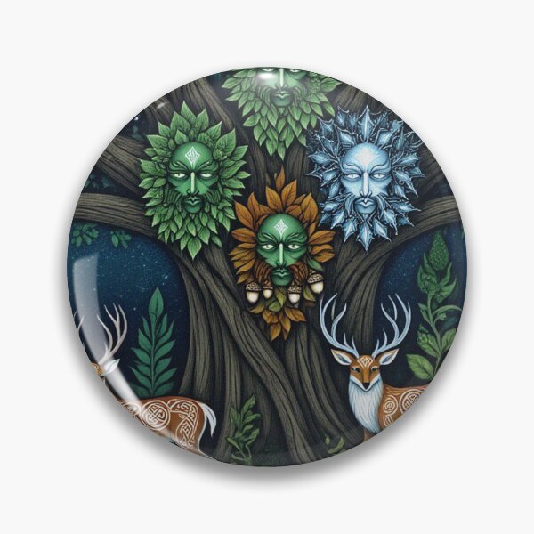 Item preview, Chimera at night Beautiful nature druidic green man forest atmospheric fresco after William Morris art designed and sold by Vintage Designs +.