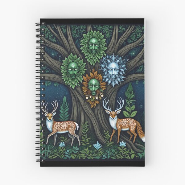 Item preview, Chimera at night Beautiful nature druidic green man forest atmospheric fresco after William Morris art designed and sold by Vintage Designs +.