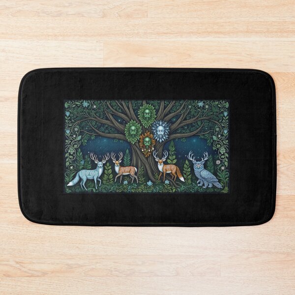 Item preview, Chimera at night Beautiful nature druidic green man forest atmospheric fresco after William Morris art designed and sold by Vintage Designs +.