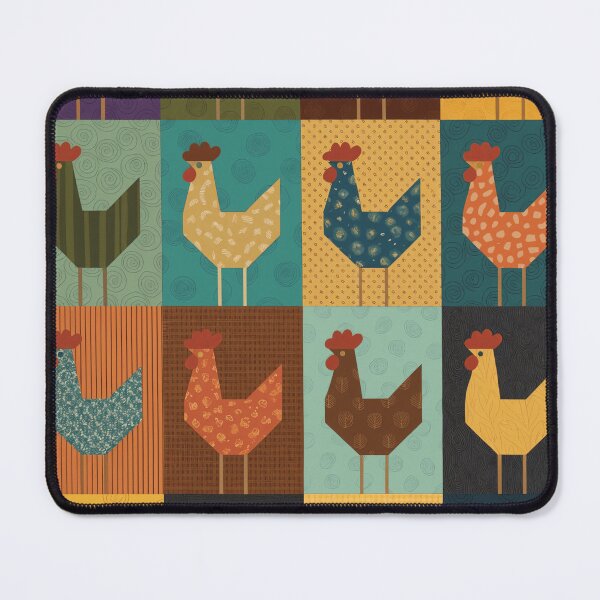 Item preview, Quilt Block Chicken Pattern Throw Pillow & Blanket: 4x4 Grid of 16 Stylized Chickens in Varied Colors & Textures designed and sold by ZyxDes.