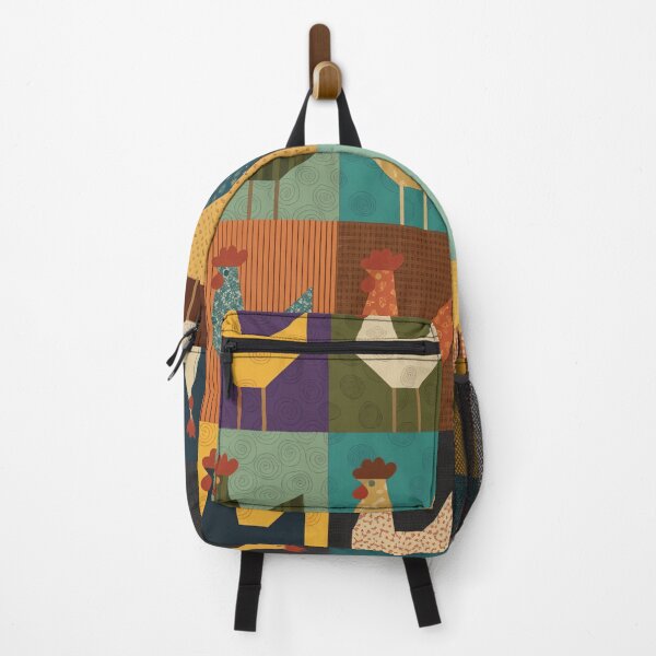 Item preview, Quilt Block Chicken Pattern Throw Pillow & Blanket: 4x4 Grid of 16 Stylized Chickens in Varied Colors & Textures designed and sold by ZyxDes.