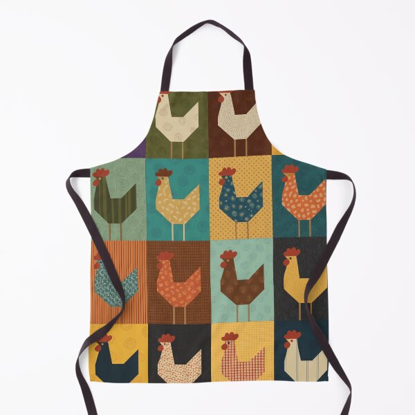 Item preview, Quilt Block Chicken Pattern Throw Pillow & Blanket: 4x4 Grid of 16 Stylized Chickens in Varied Colors & Textures designed and sold by ZyxDes.