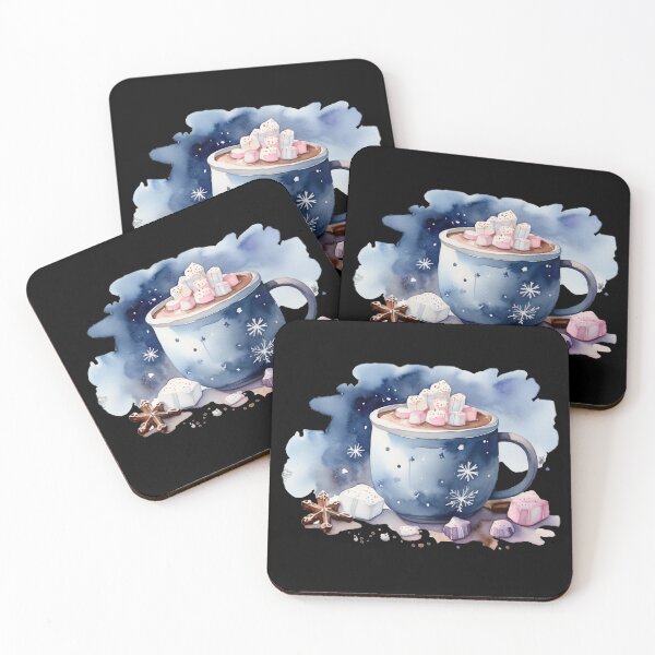 Artikelvorschau, Blaue Tasse mit heißer Schokolade & Marshmallows entworfen und verkauft von Rose Design & Photos.