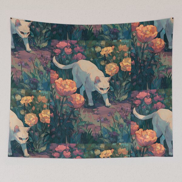 Item preview, Cute Cats and Flowers Floral designed and sold by bapupa.