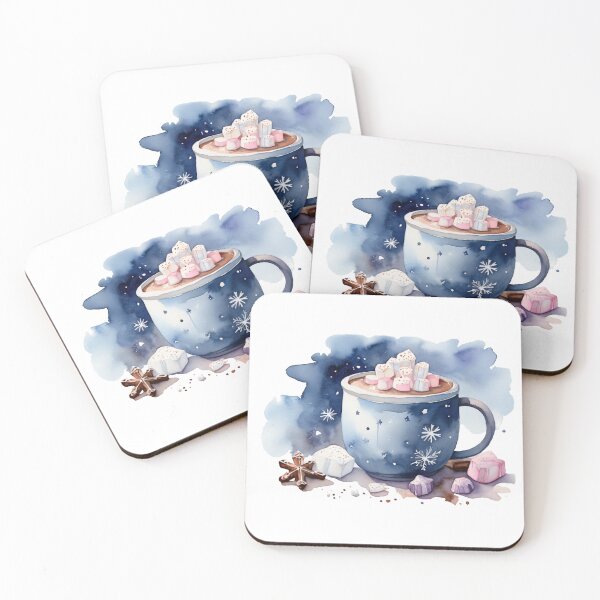 Artikelvorschau, Blaue Tasse mit heißer Schokolade & Marshmallows entworfen und verkauft von Rose Design & Photos.