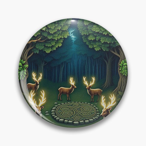 Item preview, Magical  deer  Beautiful nature druidic green man forest atmospheric fresco after William Morris art designed and sold by Vintage Designs +.