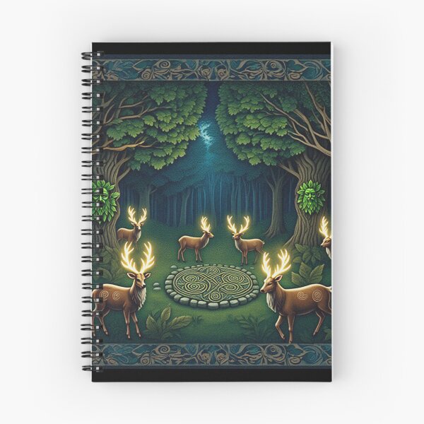 Item preview, Magical  deer  Beautiful nature druidic green man forest atmospheric fresco after William Morris art designed and sold by Vintage Designs +.