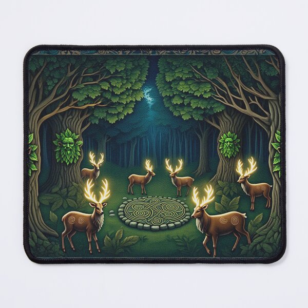 Item preview, Magical deer Beautiful nature druidic green man forest atmospheric fresco after William Morris art designed and sold by Vintage Designs +.