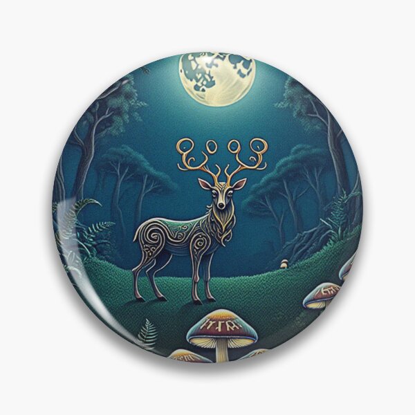 Item preview,  Magical deer Beautiful nature druidic green man forest atmospheric fresco after William Morris art designed and sold by Vintage Designs +.
