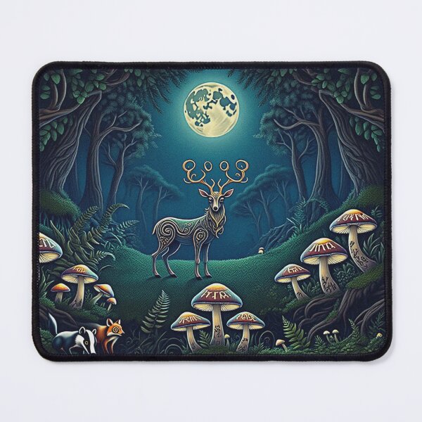 Item preview, Magical deer Beautiful nature druidic green man forest atmospheric fresco after William Morris art designed and sold by Vintage Designs +.