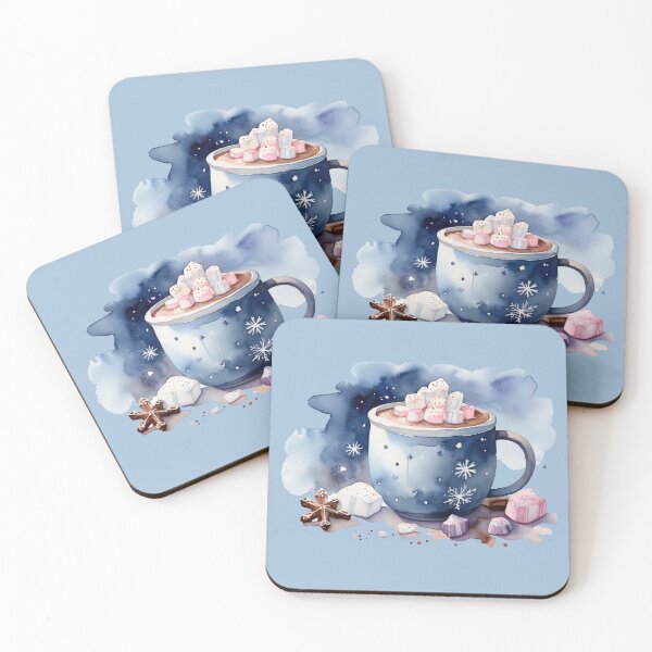 Artikelvorschau, Blaue Tasse mit heißer Schokolade & Marshmallows entworfen und verkauft von Rose Design & Photos.