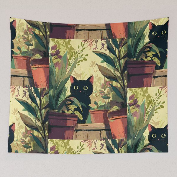 Item preview, Cute Cats and Plants Floral designed and sold by bapupa.