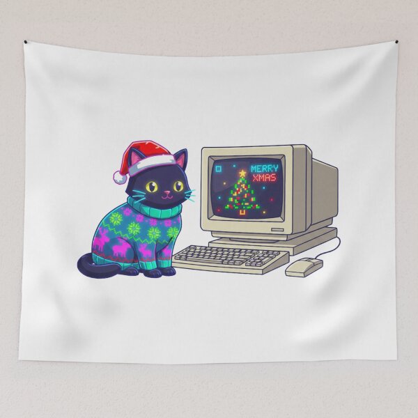 Item preview, Kawaii Pixel Art Black Cat Ugly Christmas Sweater Gift for Coder designed and sold by Green Seeker.