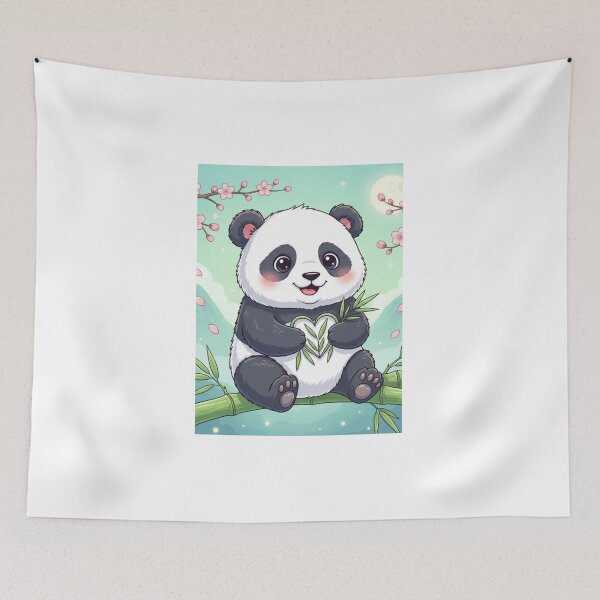 Item preview, Adorable Fluffy Panda Eating Bamboo | Cute Kawaii Animal Art designed and sold by Raju2018.