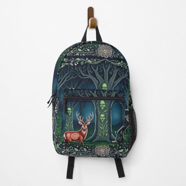 Item preview, Magical deer and Wild Boar Beautiful nature druidic green man forest atmospheric fresco after William Morris art designed and sold by Vintage Designs +.