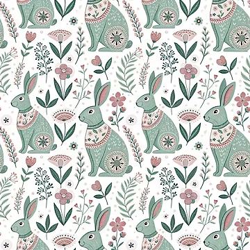 Artwork thumbnail, Folk Rabbits by Shuga-Design