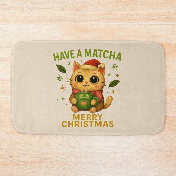 Item preview, Matcha Merry Christmas Cat Art designed and sold by Liv Solara.