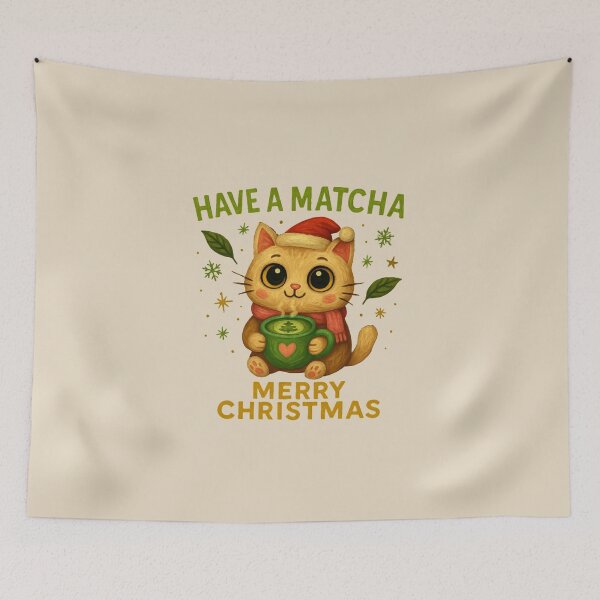 Item preview, Matcha Merry Christmas Cat Art designed and sold by Liv Solara.
