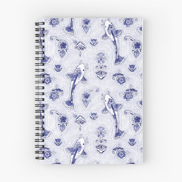 Item preview, Blue Floral Pottery Koi Pattern designed and sold by AshDollCreations.