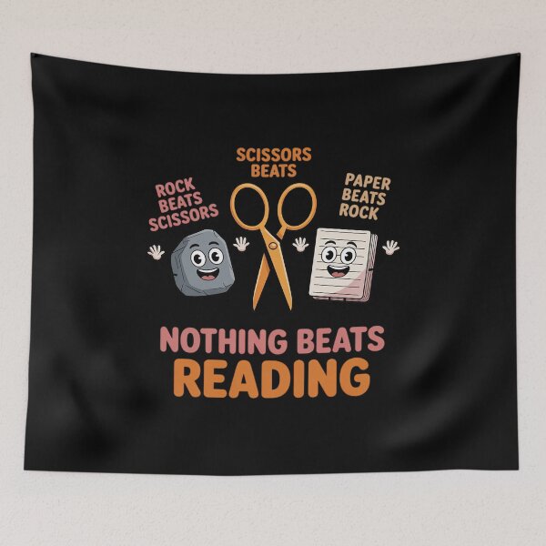 Item preview, Nothing Beats Reading Rock Paper Scissors Book Lover Teacher designed and sold by DetroitMug.