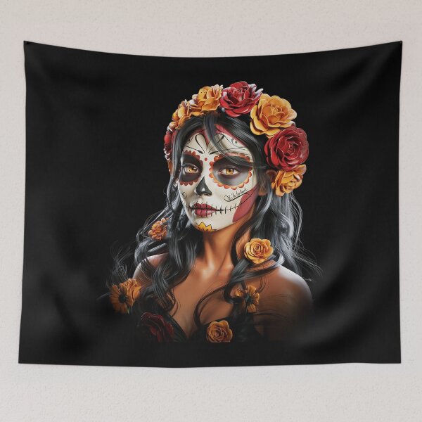 Item preview, La Catrina Floral Sugar Skull - Day Mexican Skul Celebration  designed and sold by RuthGAArt.