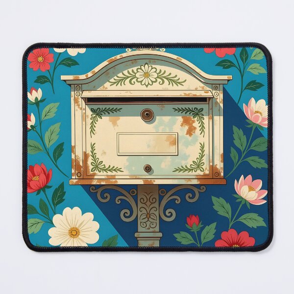 Item preview, Old French mailbox and creeping blooms around it designed and sold by Ponted.