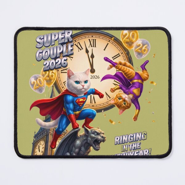 Item preview, Super Couple 2026 | Heroic Cat Duo Ringing in the New Year designed and sold by E-SarnEdge.