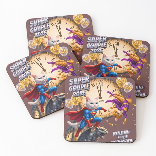 Item preview, Super Couple 2026 | Heroic Cat Duo Ringing in the New Year designed and sold by E-SarnEdge.