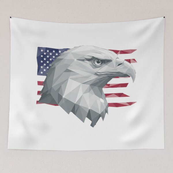 Item preview, Geometric eagle, bald eagle, low poly art, polygonal design, American flag designed and sold by Klamat1984.
