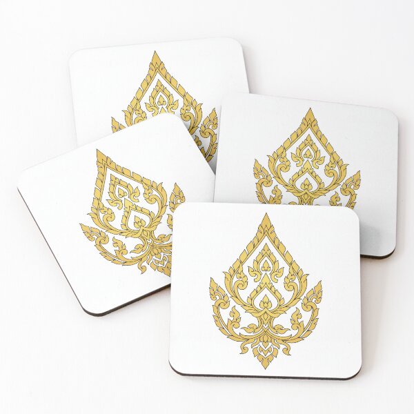Item preview, Intricate Golden Thai Traditional Ornamental Motif on White Background designed and sold by MyEz Style.