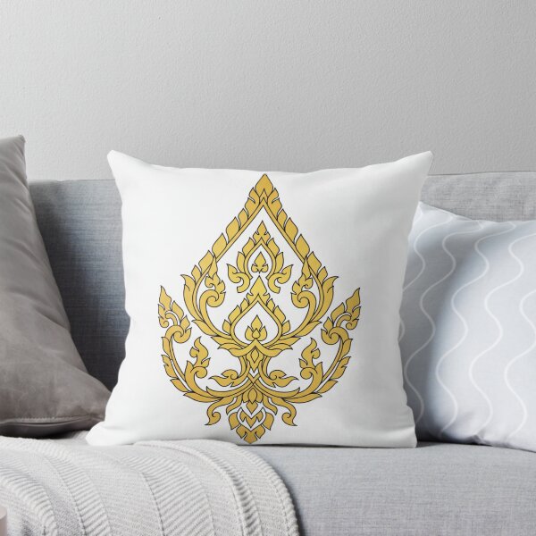 Item preview, Intricate Golden Thai Traditional Ornamental Motif on White Background designed and sold by MyEz Style.