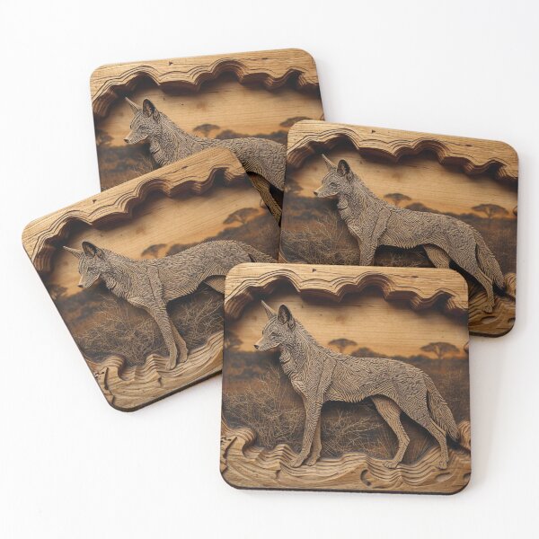 Item preview, Coyote Relief Carving — Wild Energy Ancestral Art Print designed and sold by SavannaStrikes.