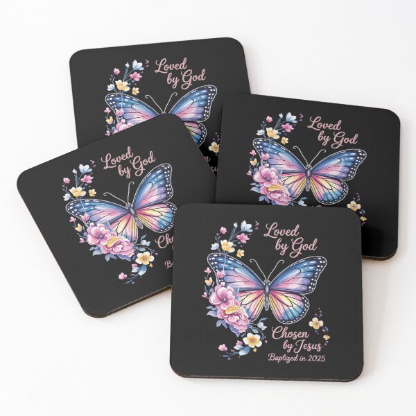 Item preview, Loved By God Chosen By Jesus Baptized 2025 Butterfly Floral  designed and sold by VerseFarm.