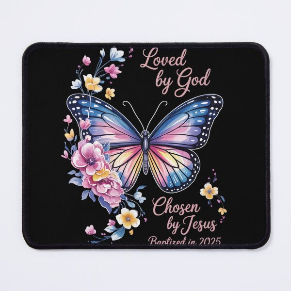 Item preview, Loved By God Chosen By Jesus Baptized 2025 Butterfly Floral  designed and sold by VerseFarm.