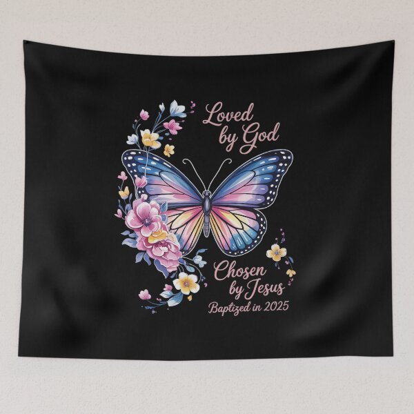Item preview, Loved By God Chosen By Jesus Baptized 2025 Butterfly Floral  designed and sold by VerseFarm.