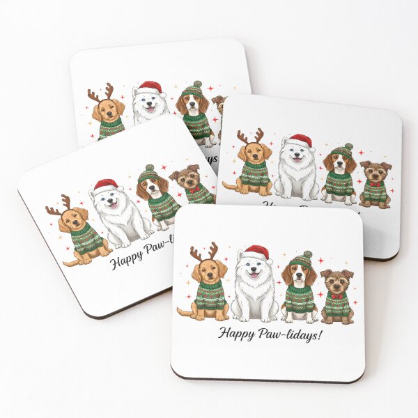 Item preview, Happy Paw-lidays Cute Christmas Dogs designed and sold by Steele-Art.