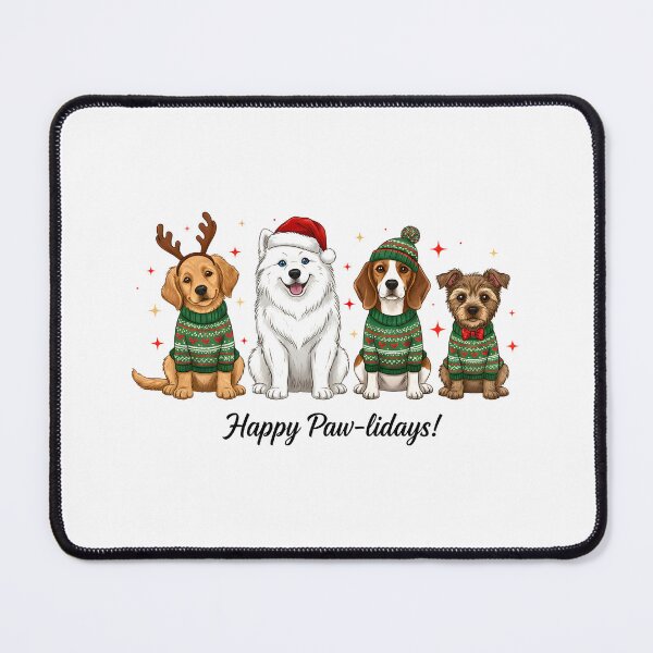 Item preview, Happy Paw-lidays Cute Christmas Dogs designed and sold by Steele-Art.