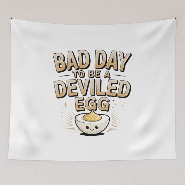 Item preview, Bad Day to Be a Deviled Egg | Cute Thanksgiving Food Pun Design designed and sold by SaritaVerseArt.