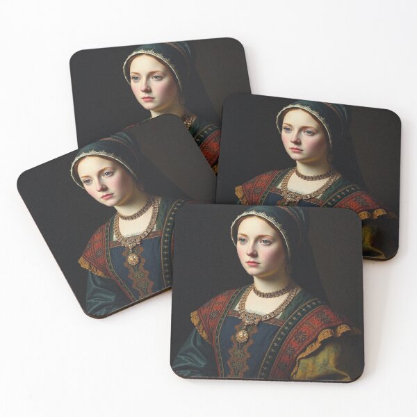 Item preview, Tudor Era Courtier woman in a beautiful period dress portrait art designed and sold by Vintage Designs +.