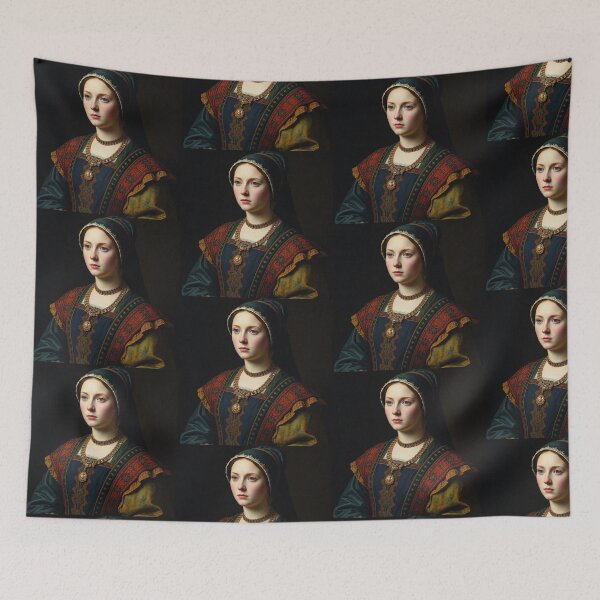 Item preview, Tudor Era Courtier woman in a beautiful period dress portrait art designed and sold by Vintage Designs +.