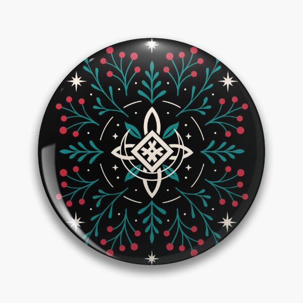 Item preview, Nordic Yule star with lunar nodes, crescent moon and holly designed and sold by Christine Krahl.